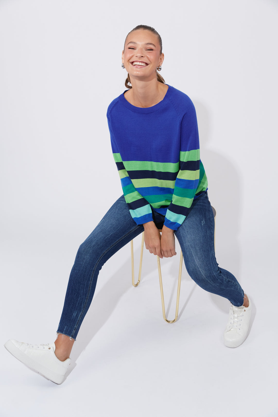 Florida Stripe Jumper - Cobalt