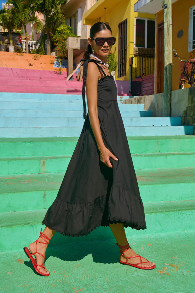 Brasilia Tie Maxi Dress - Black
