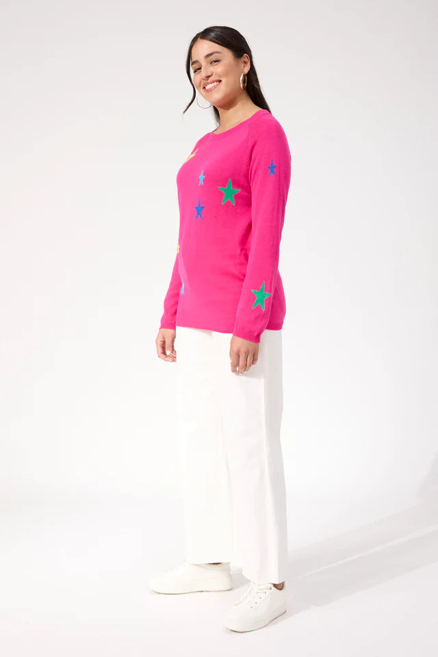 Vermont Star Crew Jumper - Hot Pink