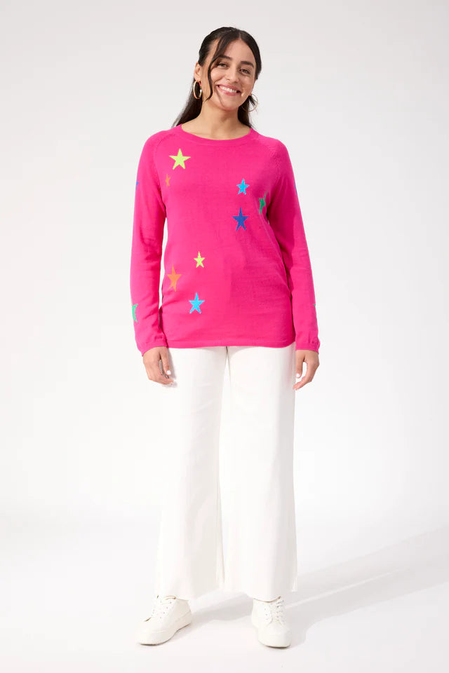 Vermont Star Crew Jumper - Hot Pink