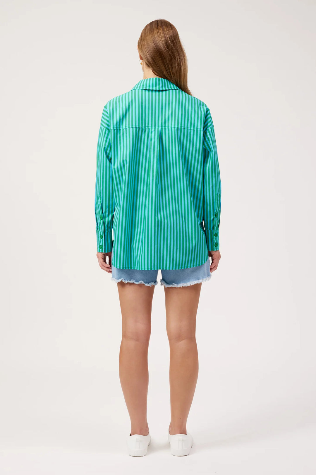 Mykonos Embroidered Stripe Shirt - Green