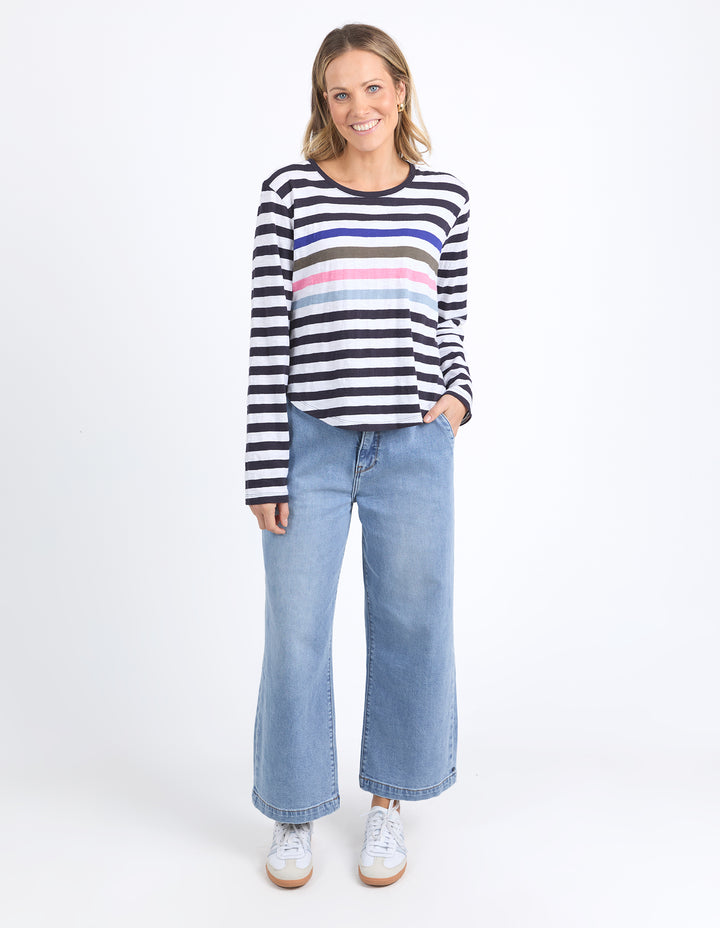 Elm Harmony L/S Tee - Navy & White Stripe