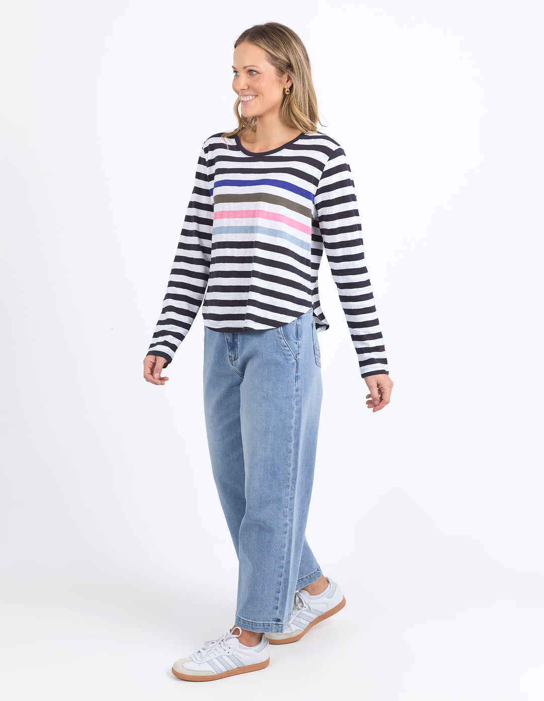 Elm Harmony L/S Tee - Navy & White Stripe