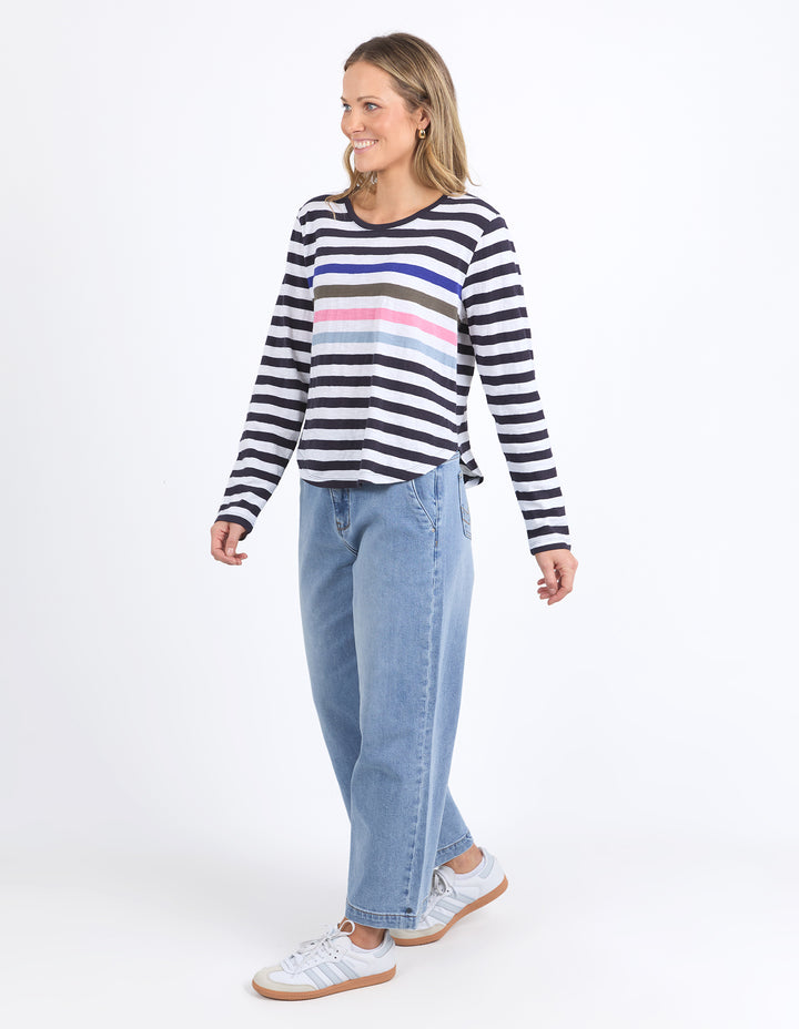 Elm Harmony L/S Tee - Navy & White Stripe