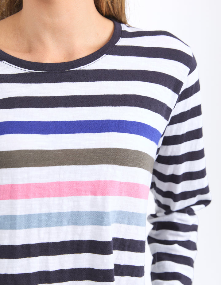 Elm Harmony L/S Tee - Navy & White Stripe