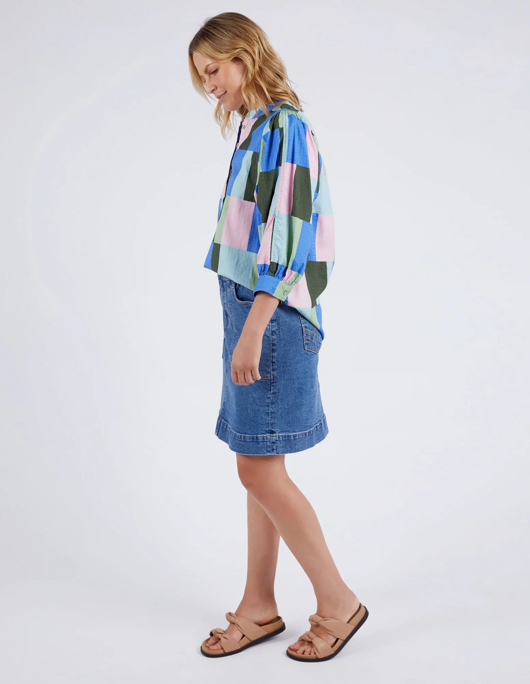 Elm Odyssey Shirt - Blue / Green Print