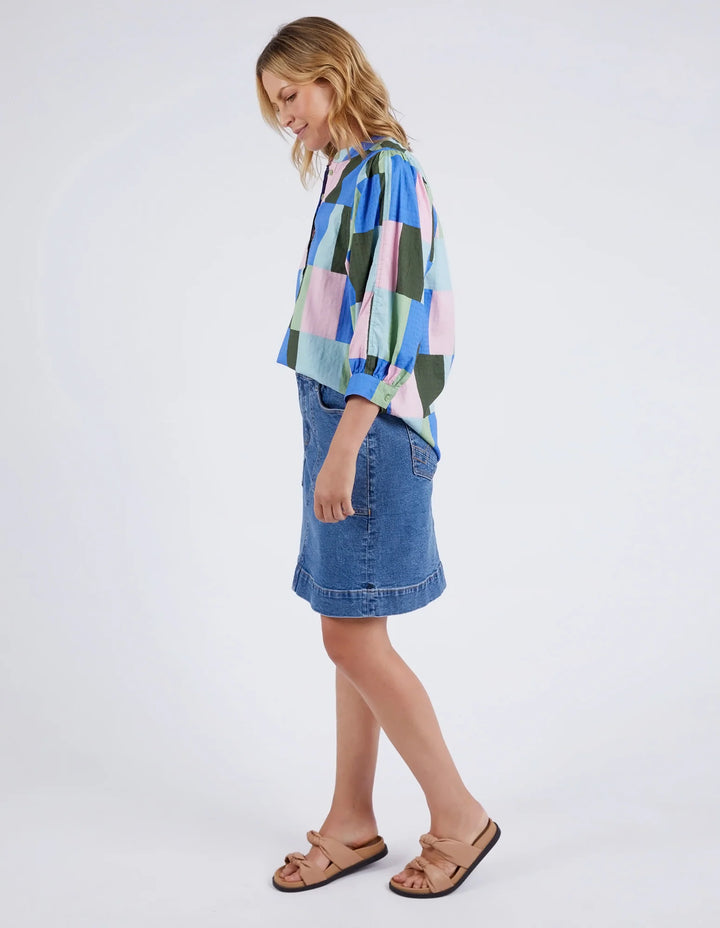 Elm Odyssey Shirt - Blue / Green Print