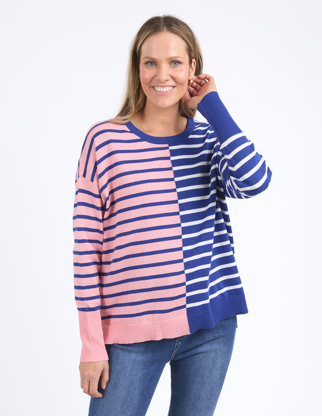 Louise Spliced Knit - Deep Blue / Pink Blush