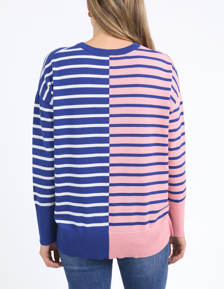 Louise Spliced Knit - Deep Blue / Pink Blush