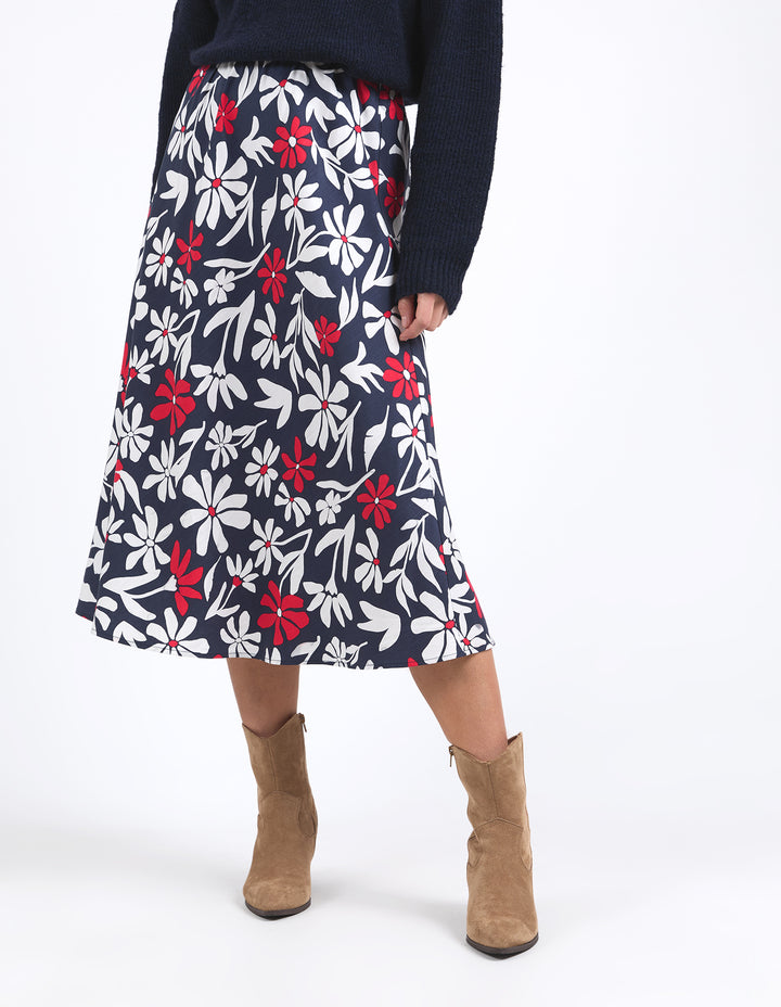 Indie Floral Skirt - Navy