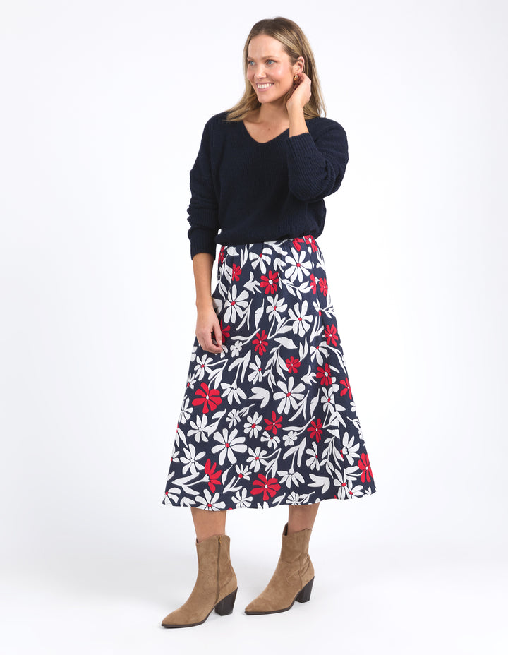 Indie Floral Skirt - Navy
