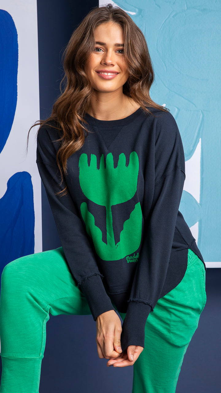 Elm Madeleine Stamer Crew - Navy
