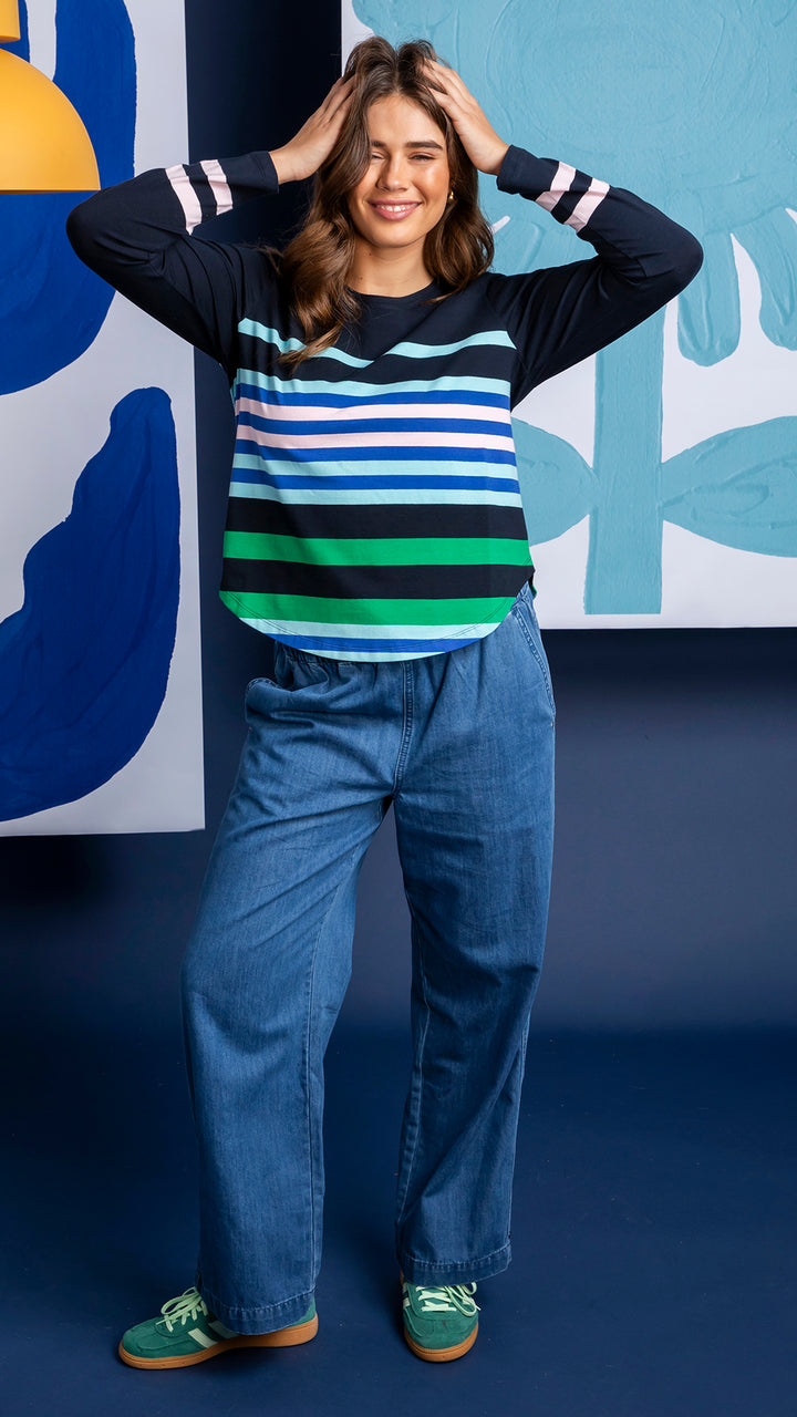 Elm Medley Stripe LS Tee - Navy