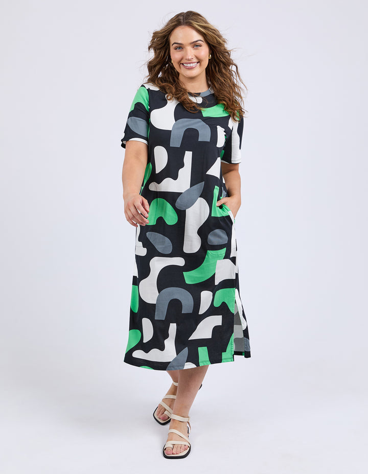 Elm Stijl Dress- Abstract Yardage Print