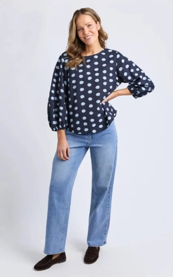 Elm Dotty Top - Classic Navy Spot