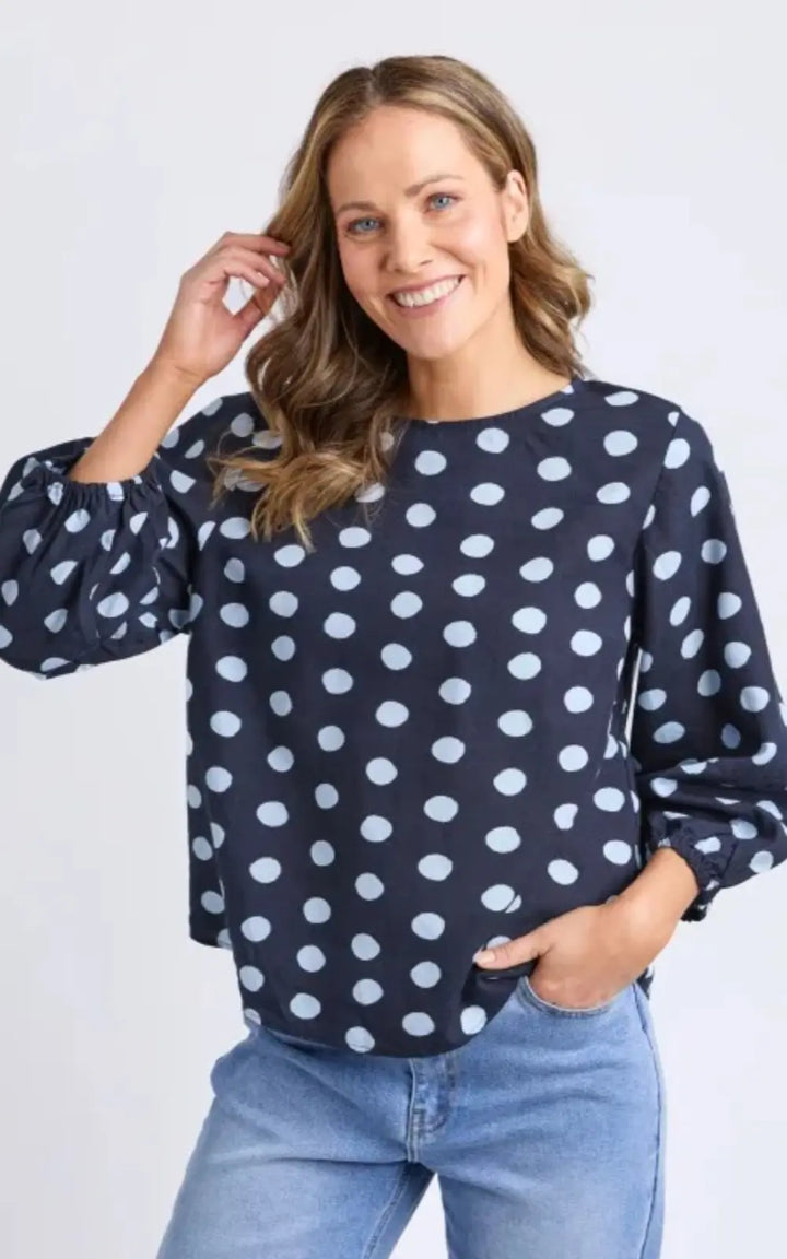Elm Dotty Top - Classic Navy Spot