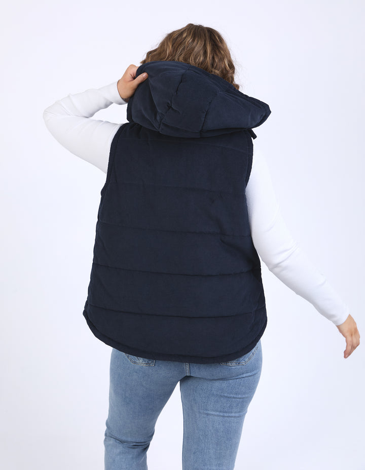 Elm Cord Puffer Vest - Navy