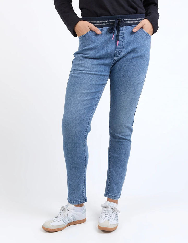 Melody Denim Jogger - Light Blue