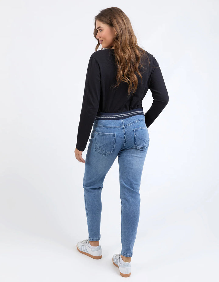 Melody Denim Jogger - Light Blue