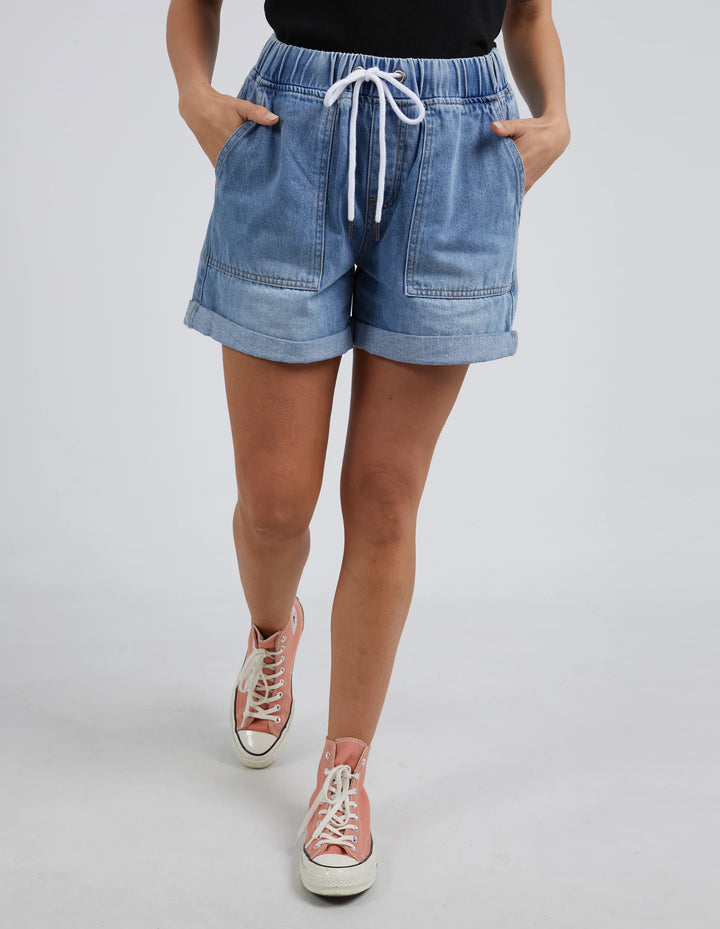 Elm Emma Releaxed Denim Short - Mid Blue Wash