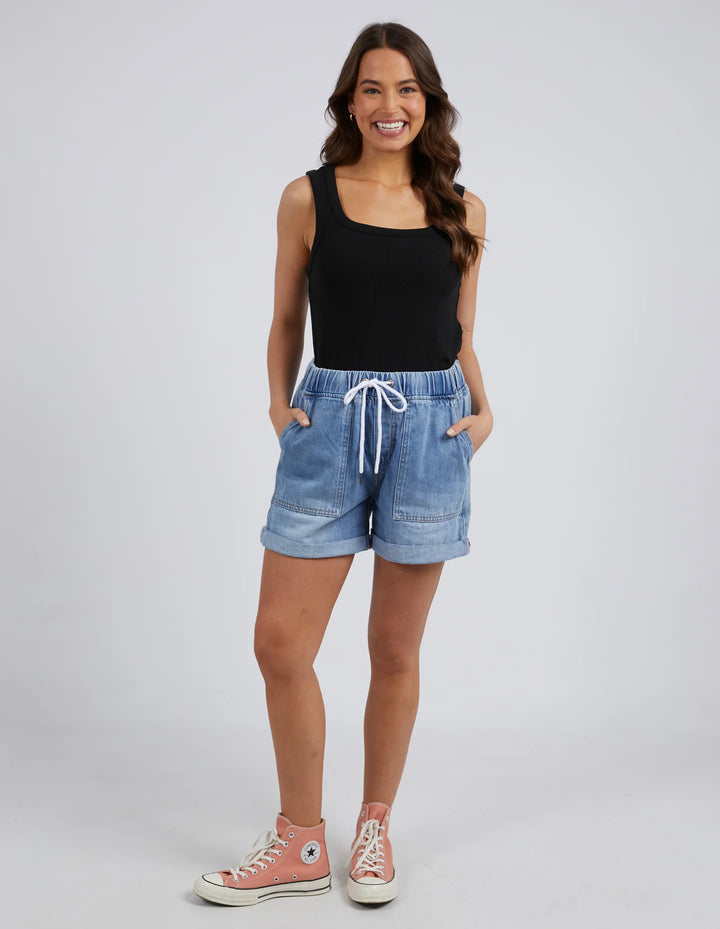 Elm Emma Releaxed Denim Short - Mid Blue Wash