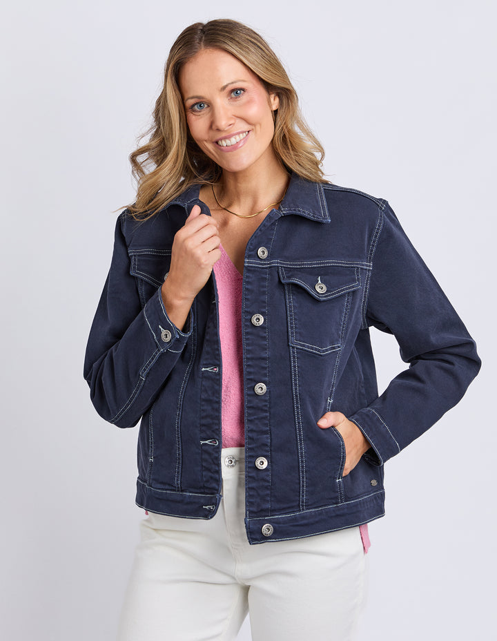 Elm Tilly Jacket - Navy with White Stitching