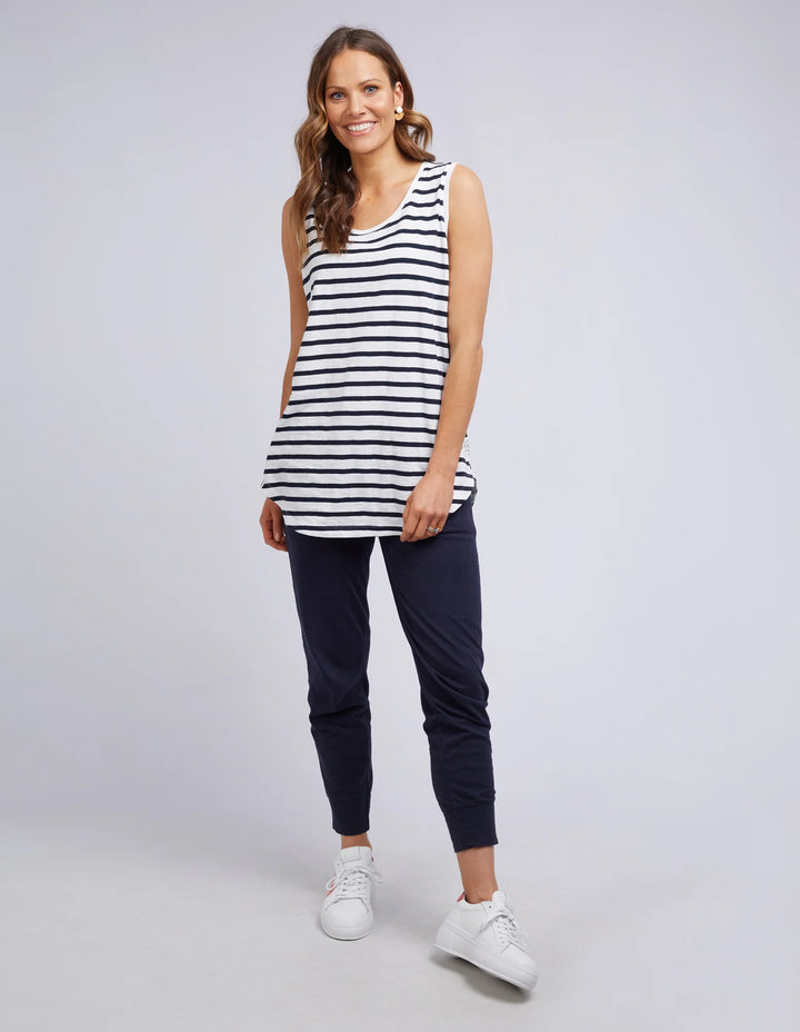 Elm Scoop Tank - Stripe - White & Navy