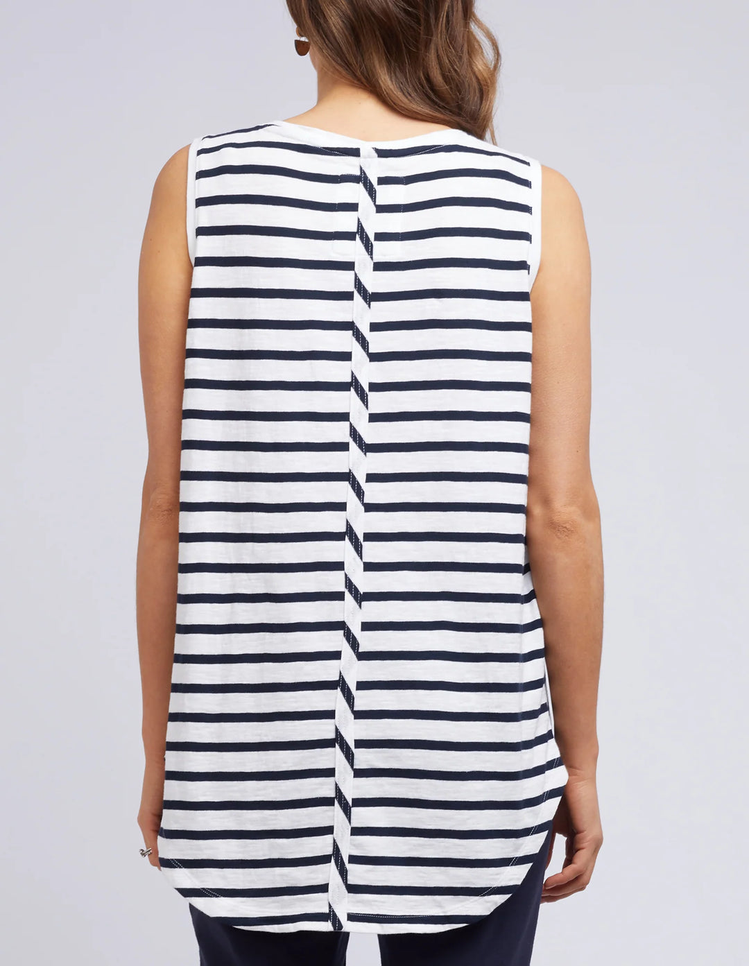 Elm Scoop Tank - Stripe - White & Navy