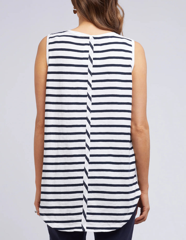 Elm Scoop Tank - Stripe - White & Navy