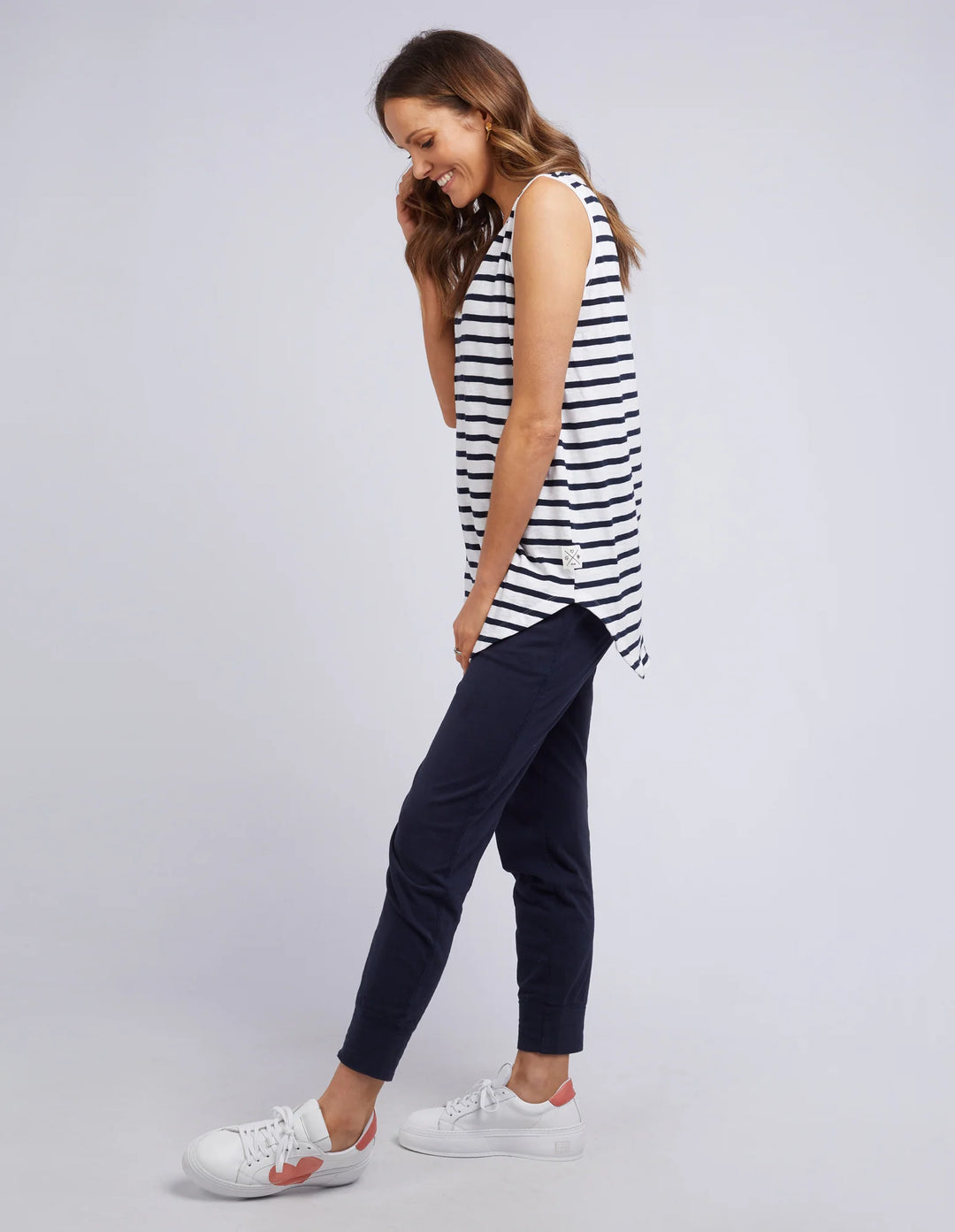 Elm Scoop Tank - Stripe - White & Navy