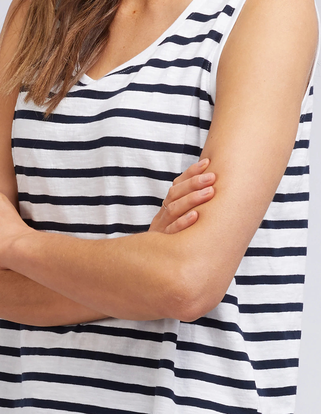 Elm Scoop Tank - Stripe - White & Navy