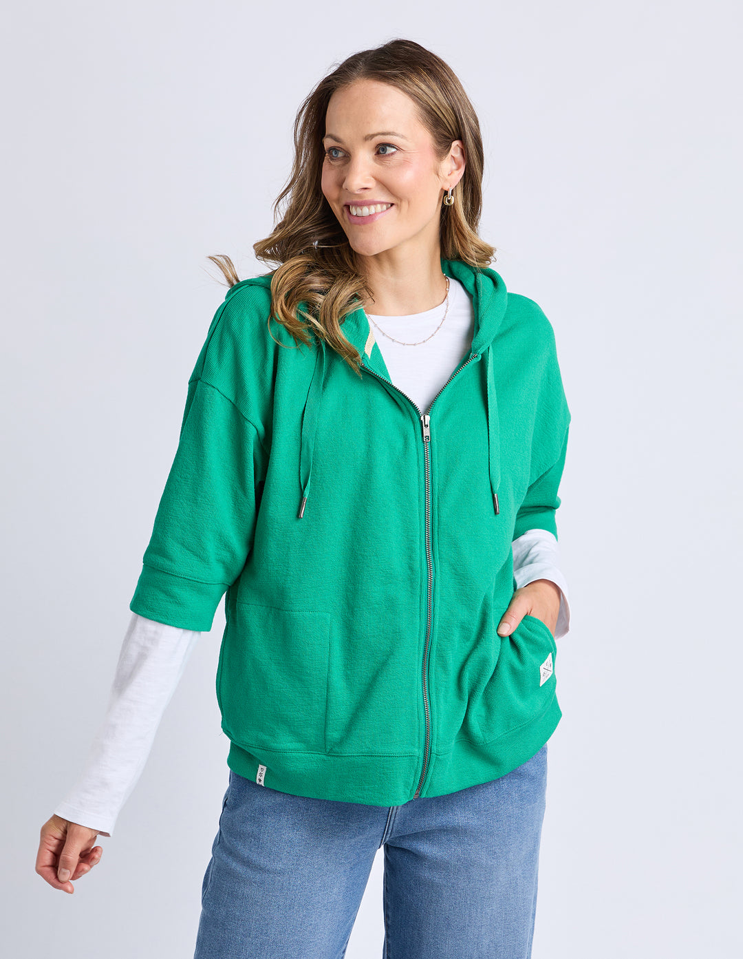 Beachy Zip Hoodie Turquoise