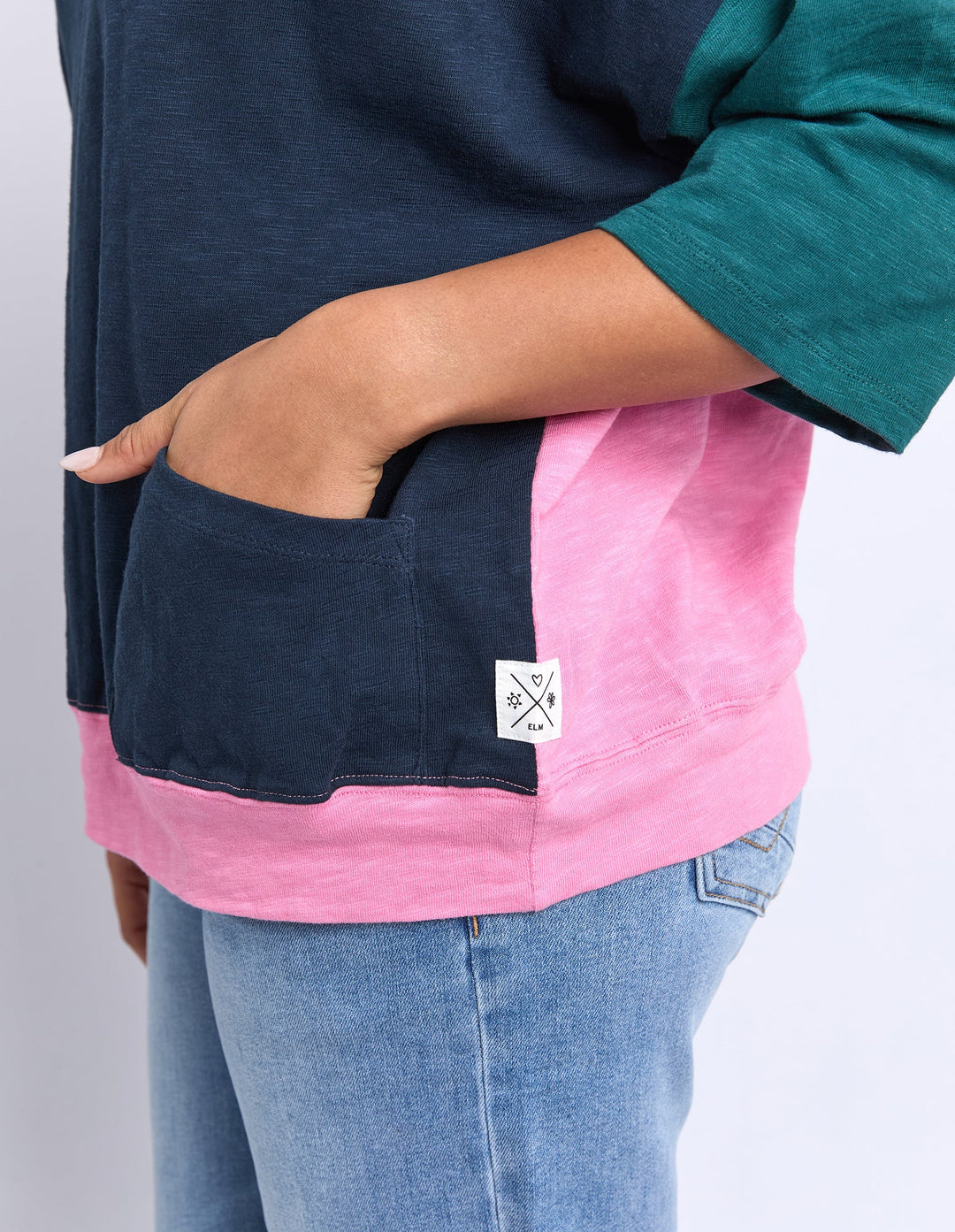 Elm Mazie Colour Block Sweat Teal/Navy/Quartz