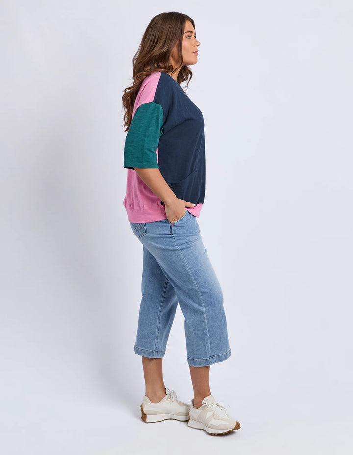 Elm Mazie Colour Block Sweat Teal/Navy/Quartz