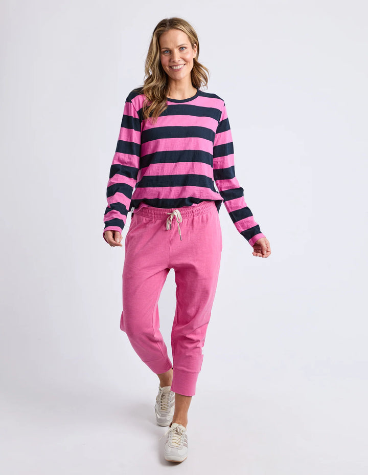 Elm Spritz Stripe Long Sleeve Tee Hot Pink/Navy