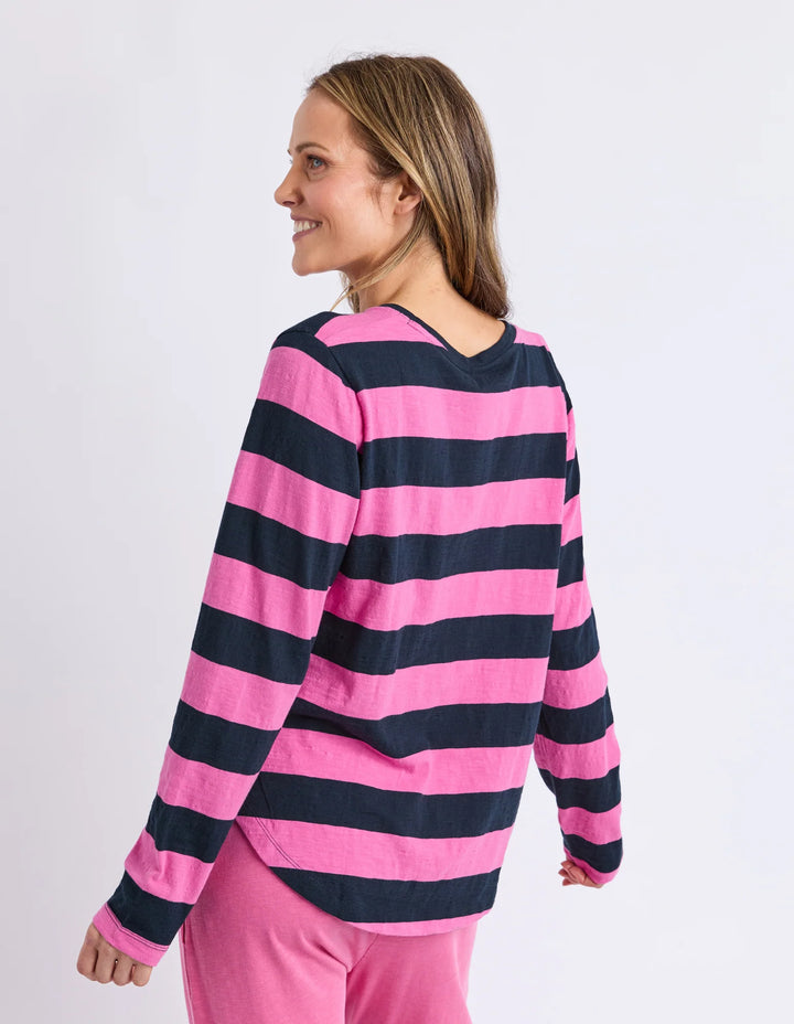 Elm Spritz Stripe Long Sleeve Tee Hot Pink/Navy