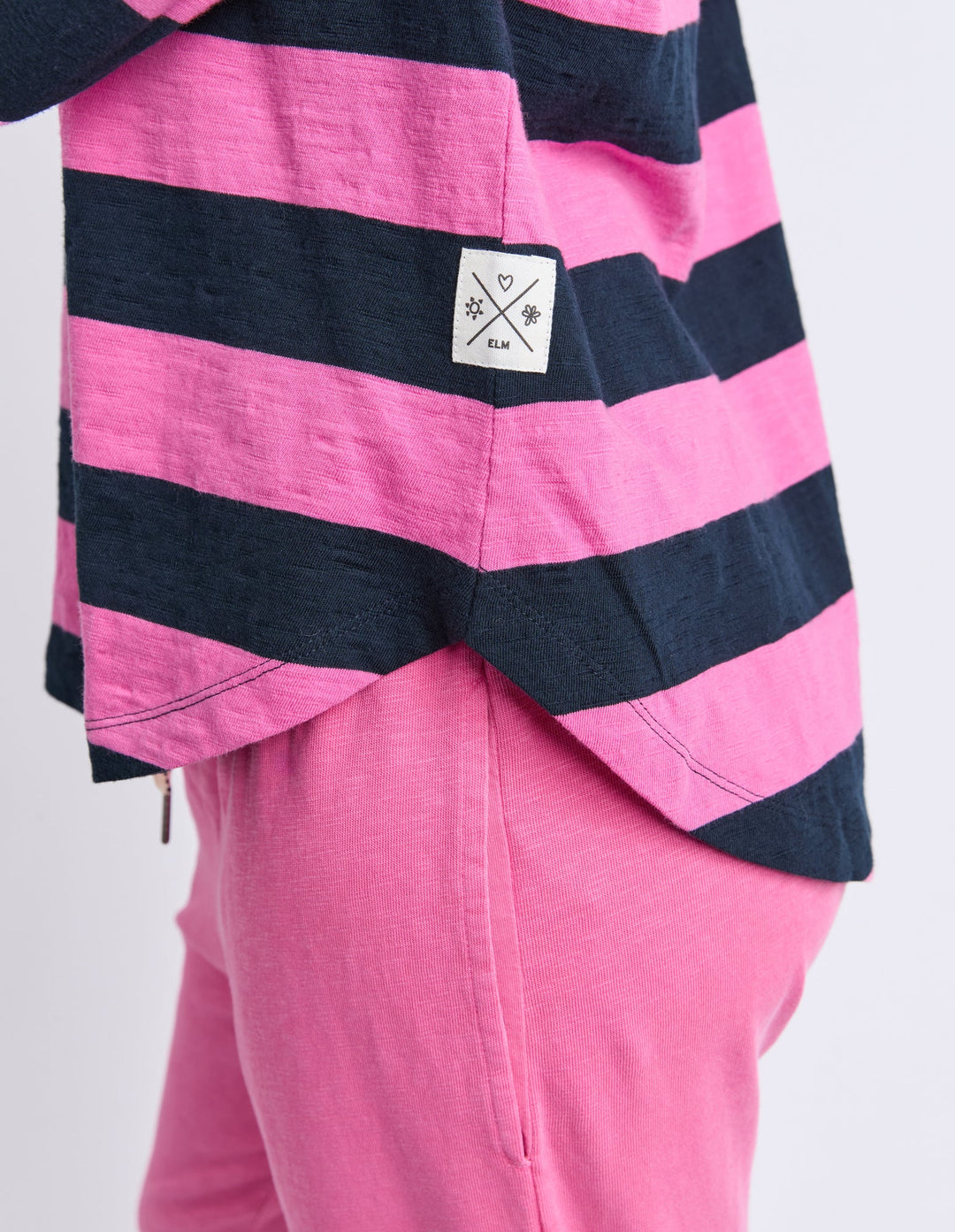 Elm Spritz Stripe Long Sleeve Tee Hot Pink/Navy
