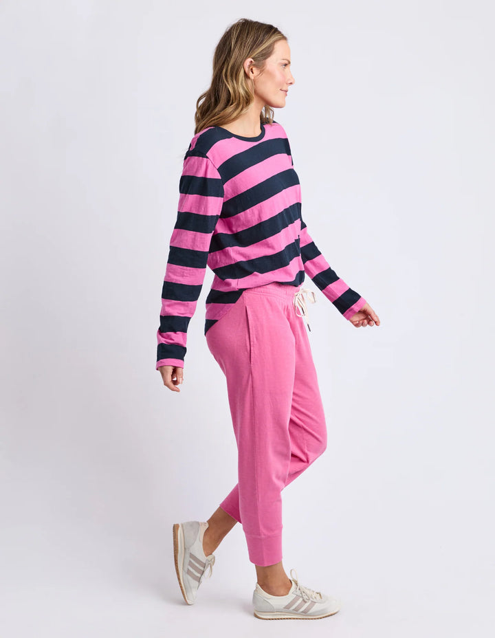 Elm Spritz Stripe Long Sleeve Tee Hot Pink/Navy