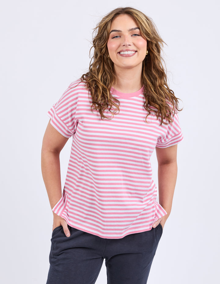 Elm Yara Stripe S/S Tee - Chateau Rose