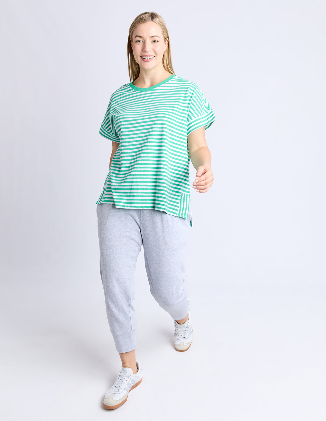 Elm Yara Tee S/S - Green + White Stripe