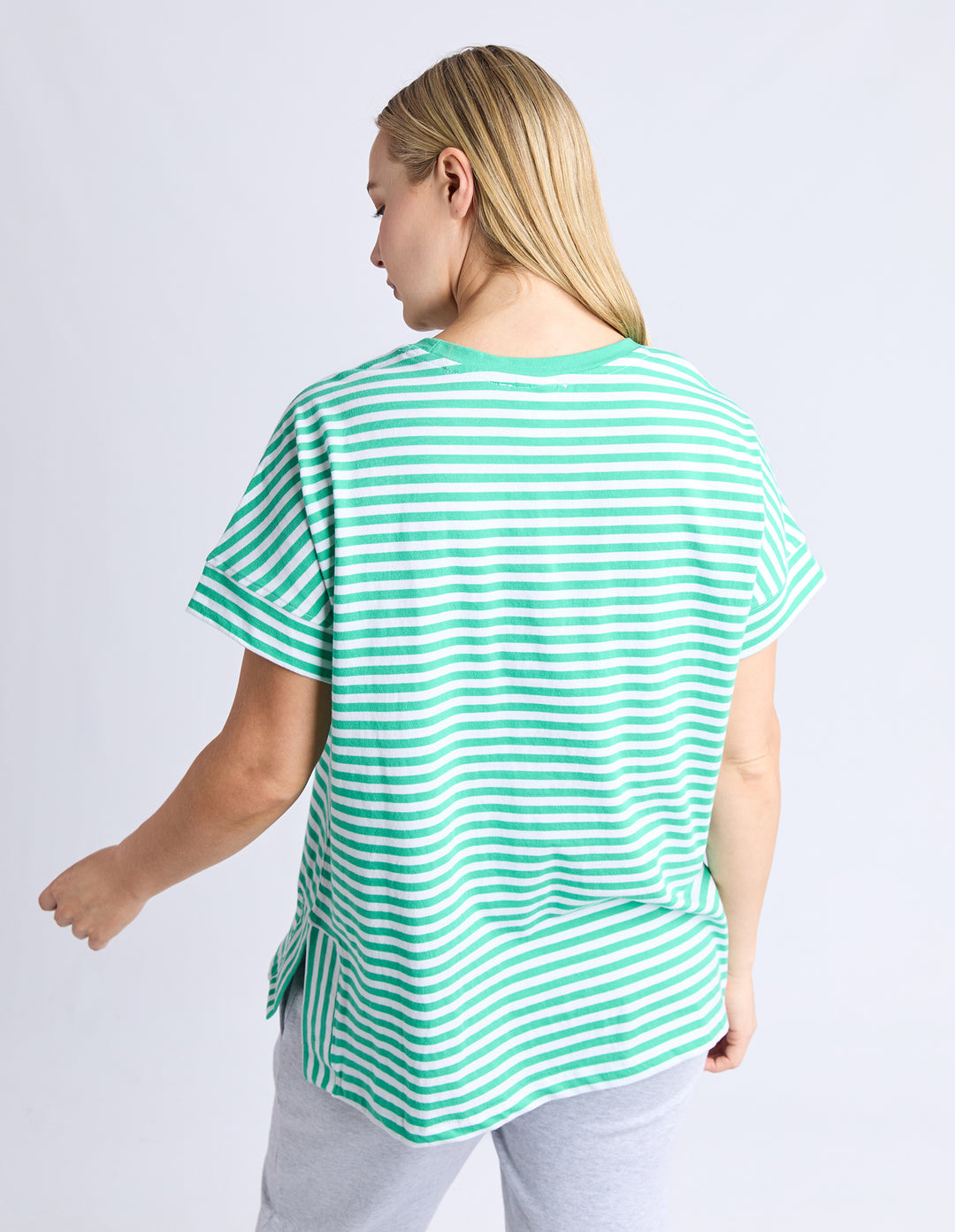 Elm Yara Tee S/S - Green + White Stripe