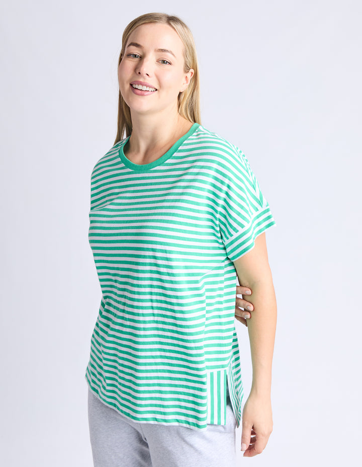 Elm Yara Tee S/S - Green + White Stripe