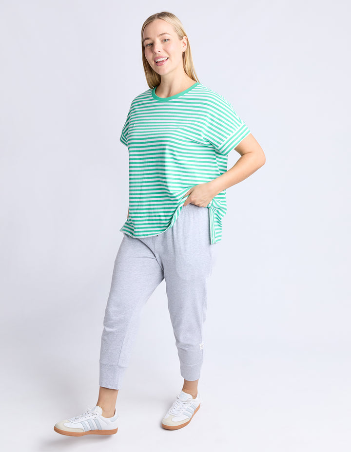 Elm Yara Tee S/S - Green + White Stripe