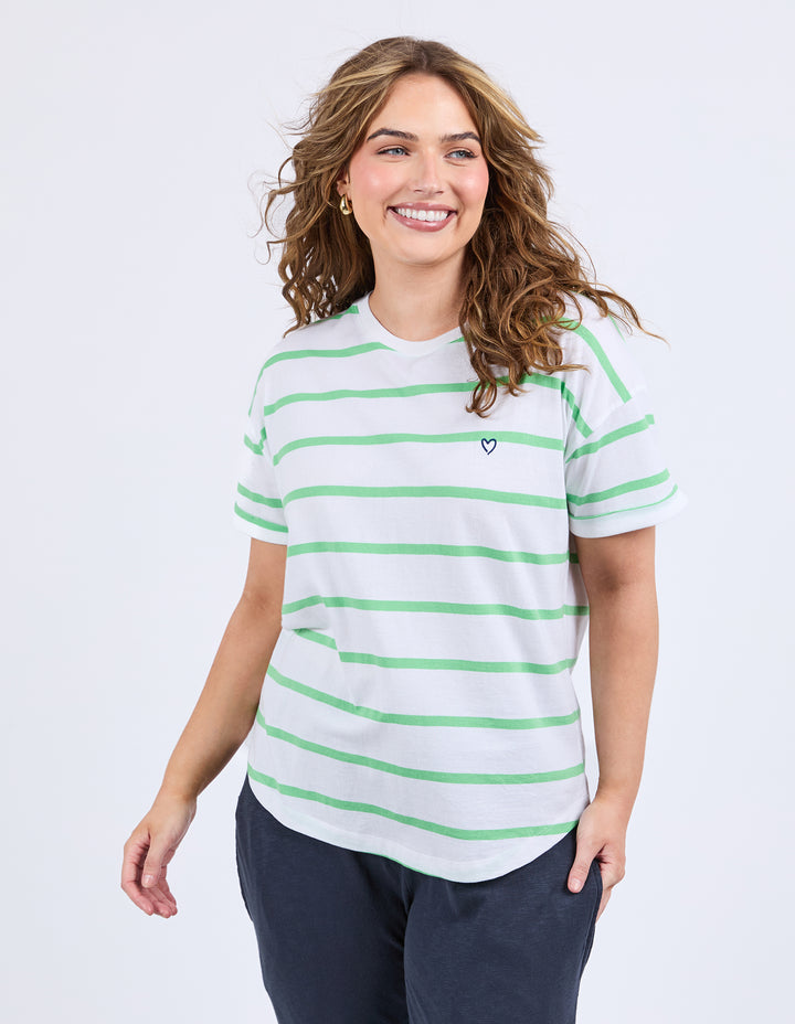 Elm Halli Tee - Stripe Spring Green