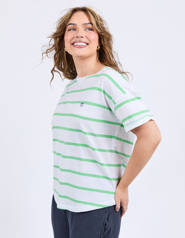 Elm Halli Tee - Stripe Spring Green