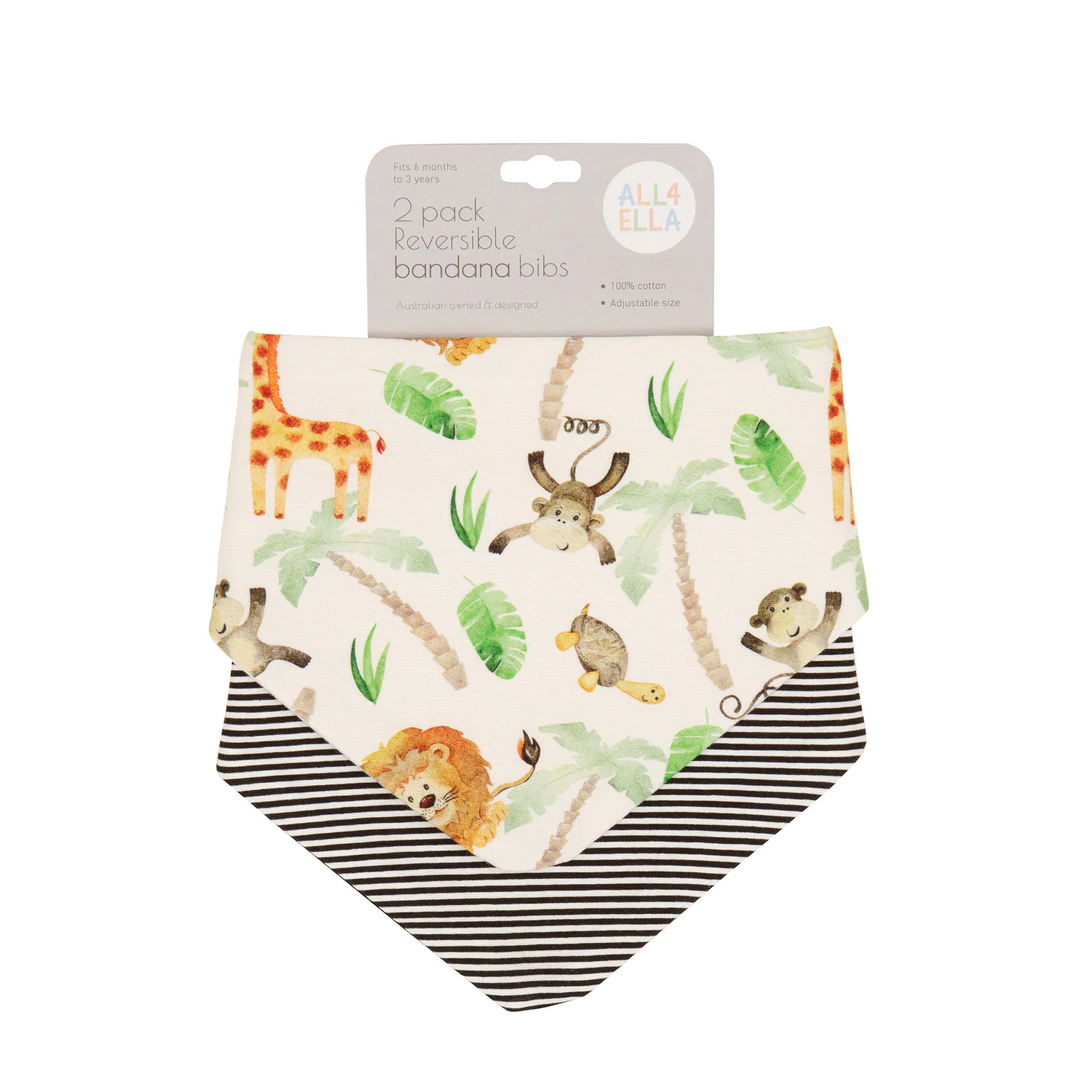 All4Ella Bandana Bibs 2pk - Jungle