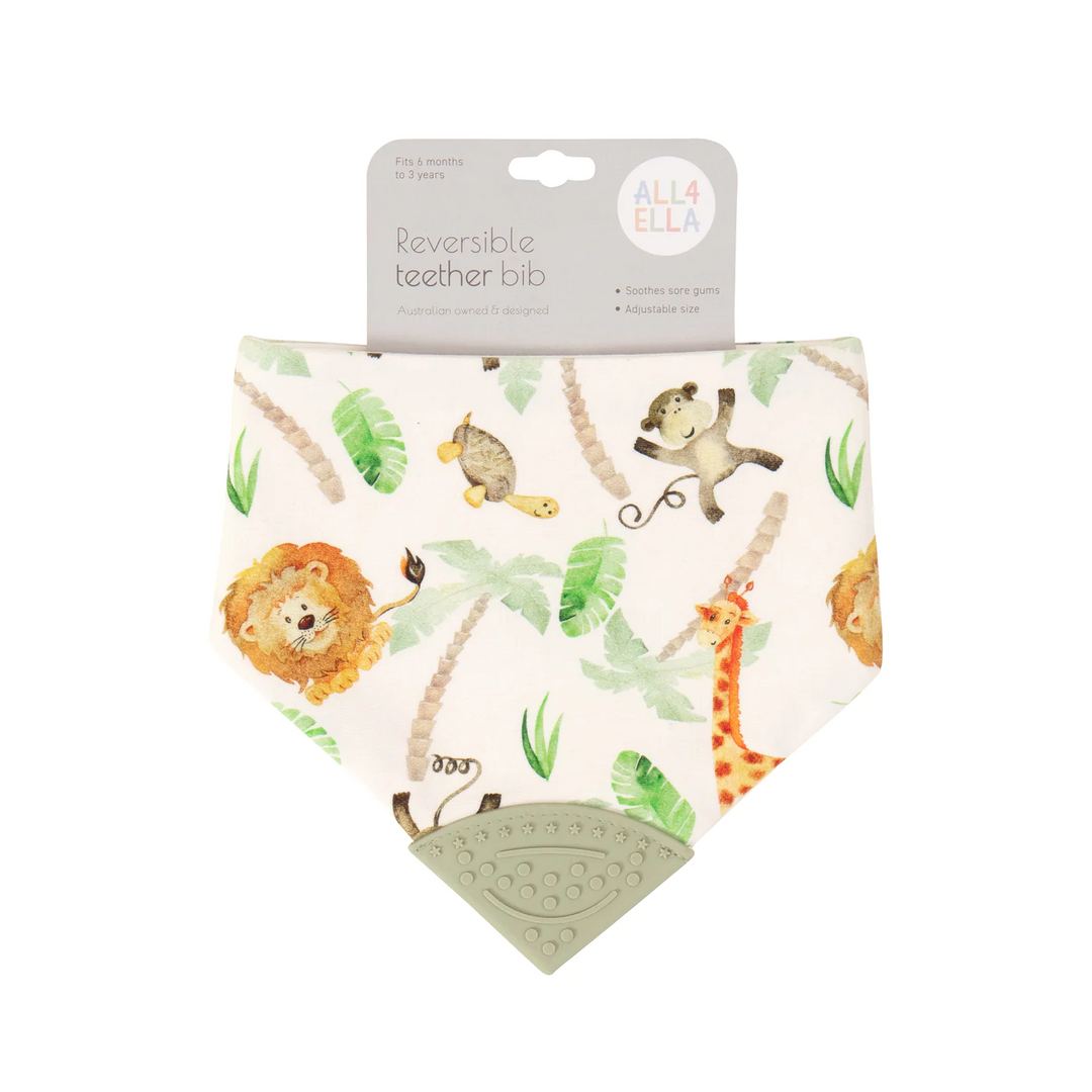 All4Ella Reversible Teether Bib - Jungle