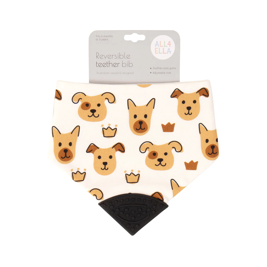 All4Ella Reversible Teether Bib - Puppies