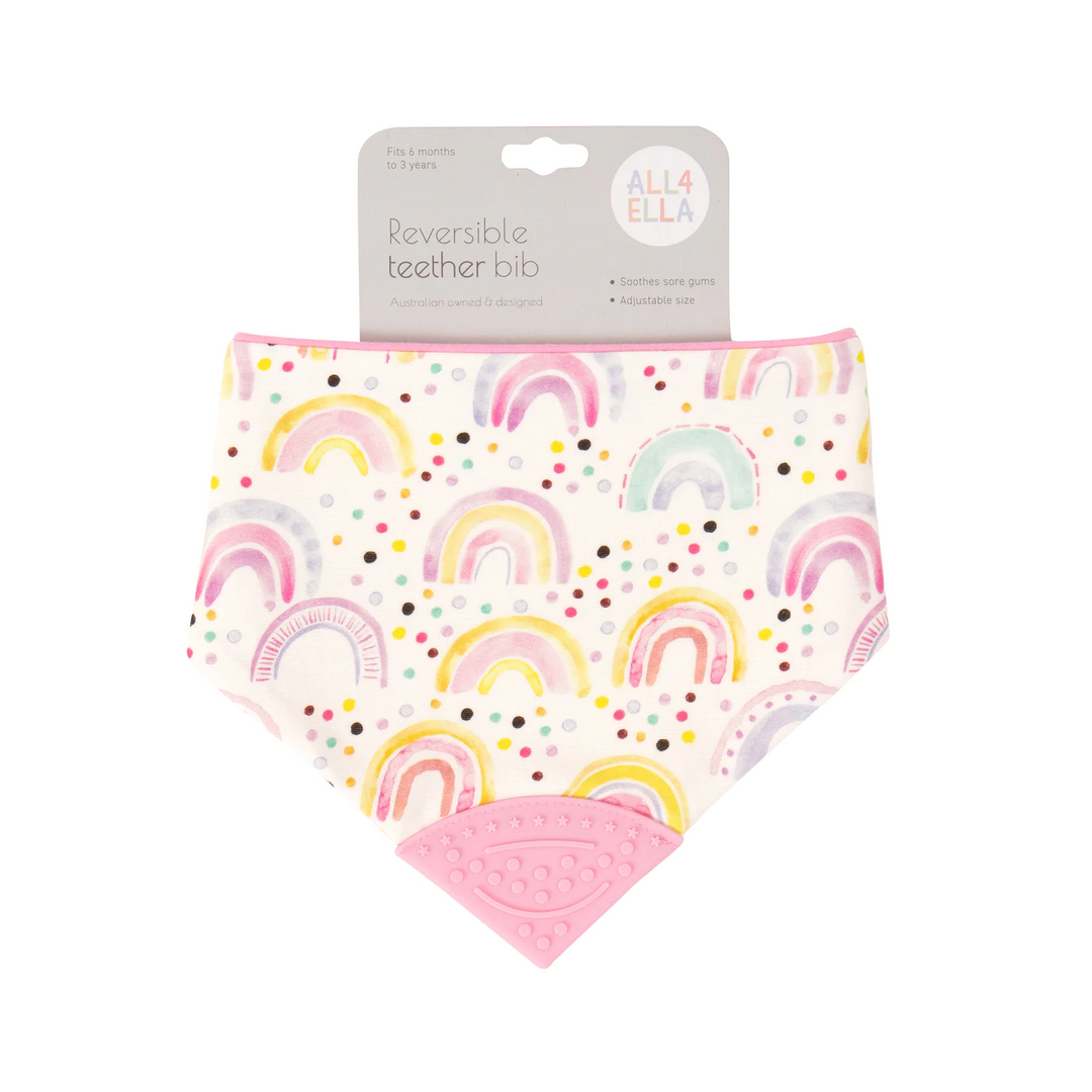 All4Ella Reversible Teether Bib - Watercolour Rainbow