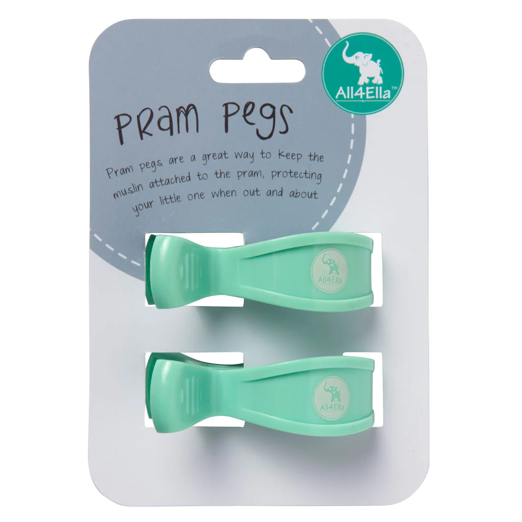 All4Ella 2 Pack Pram Pegs - Pastel Mint